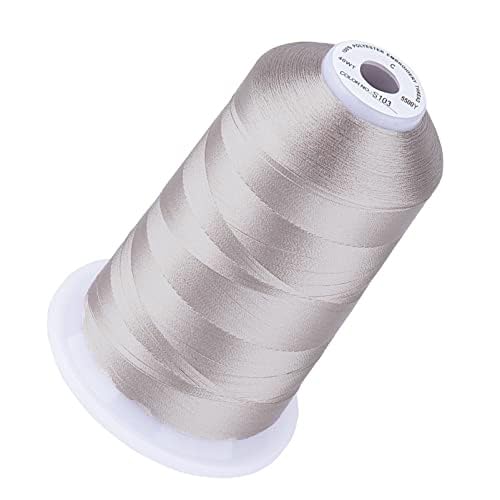 Simthread 5500Yds Embroidery Thread, 5000M High-Yardage 40WT 100% Polyester Thread - 170+ Vivid Colors, High-Speed Rated - Compatible with Brother, Singer, Janome & More - Powder Gray S103 - Image 1